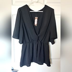 BOOHOO PLUS Angel Sleeve Peplum Blouse